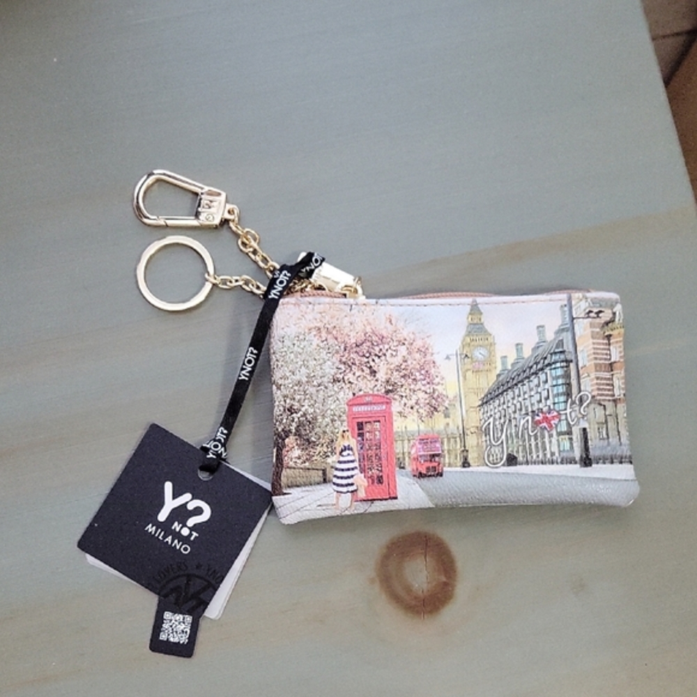 Ynot? Milano English Rose Keychain & Bag Clip Wallet with London Print